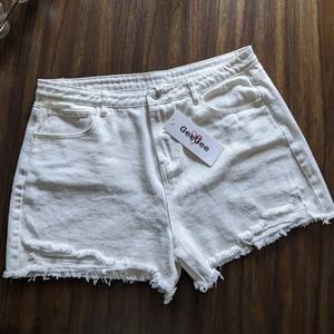 NWT White distressed denim shorts